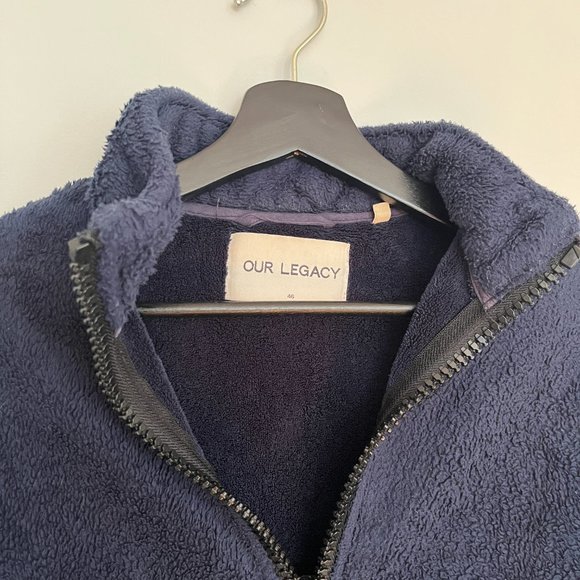 Our Legacy Splash Funnel Blouson- Navy Polar Fleece Size 46 - Picture 4 of 5